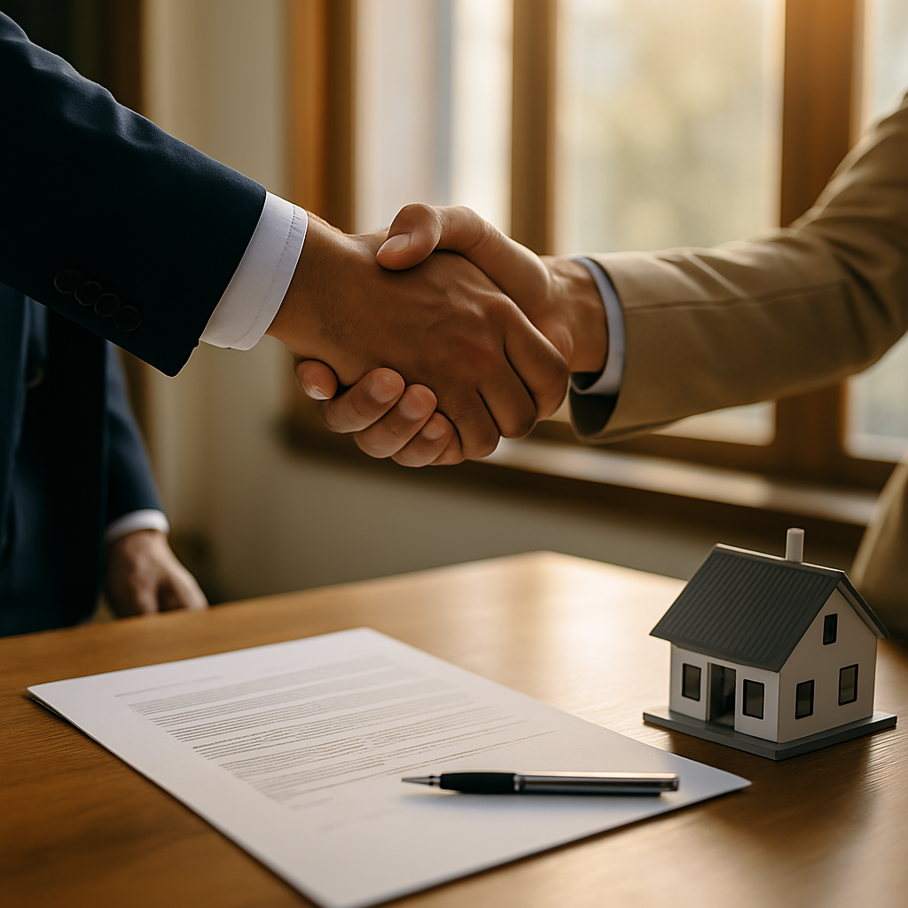 Assisted living business broker closing a facility sale at the table