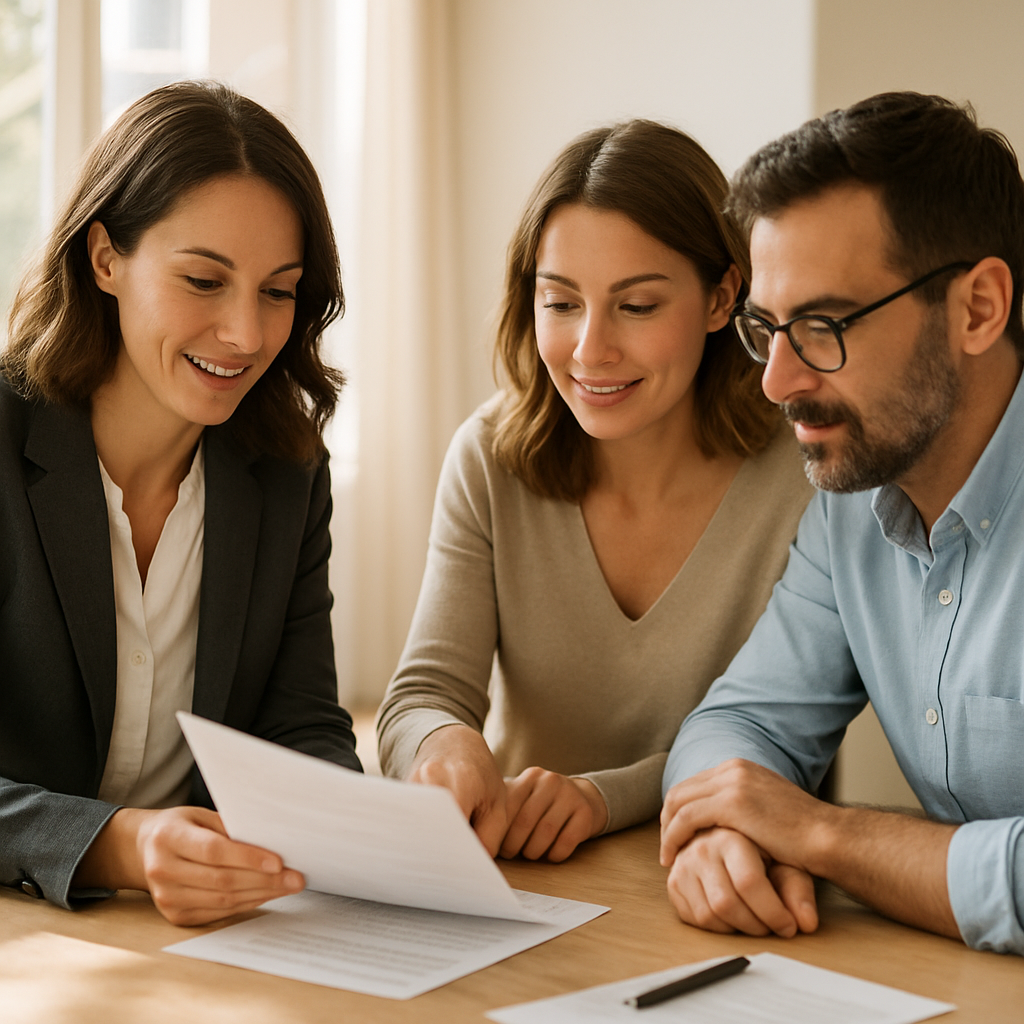 Assisted living real estate agent handling facility sale paperwork