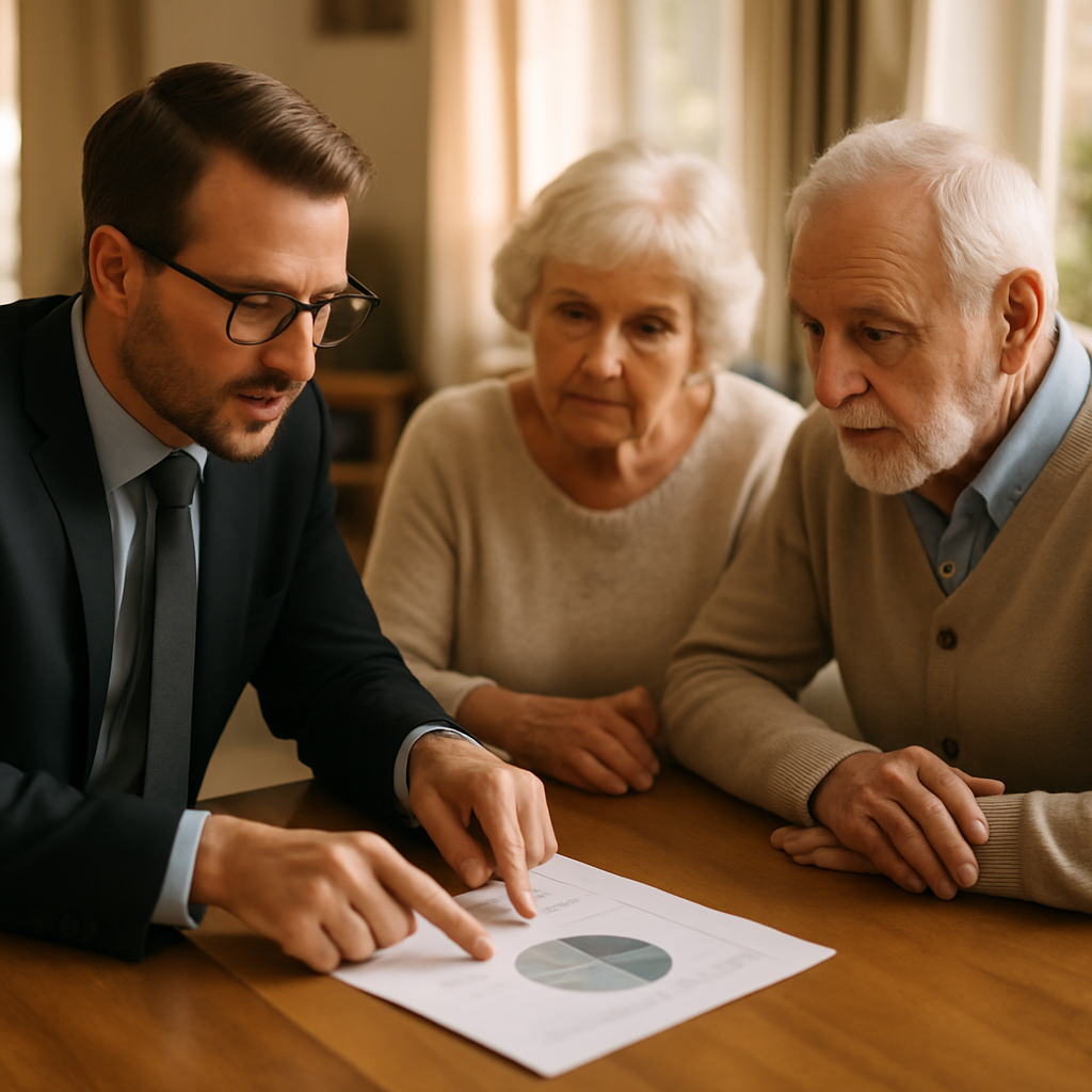 Assisted living specialist agent explaining a facility valuation to an owner