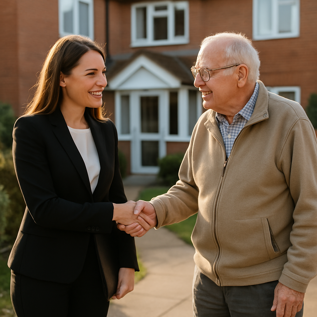 Referral specialist meeting a family at home to discuss assisted living
