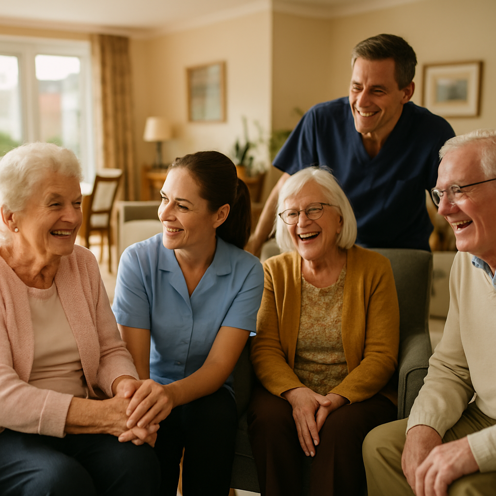 Lively, well-kept assisted living common area that boosts facility value